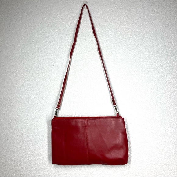Vintage Toni Red Leather Crossbody Bag 12x8" Retro Purse Removable Strap - Picture 9 of 15